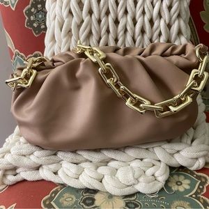 👜 New! Designer Fashion Look Dumpling Bag! Gorgeous Green! Clutch Taupe